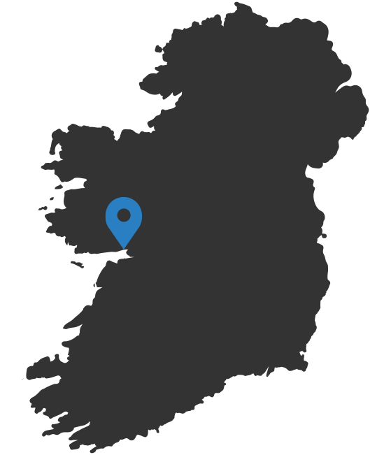 A map of Ireland that shows the location of the Galway Bay Hotel, Galway City. Voted the Irish Hotel in 2021