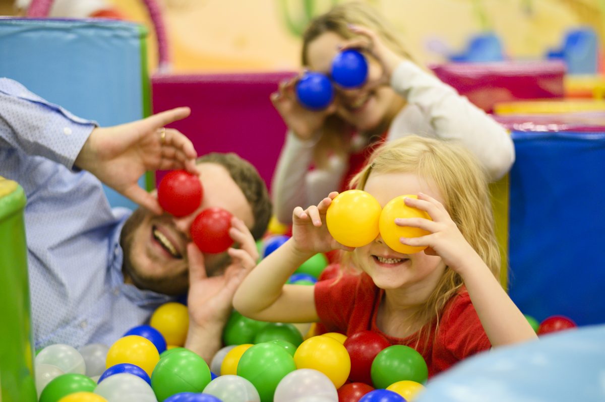 family at indoor play centre